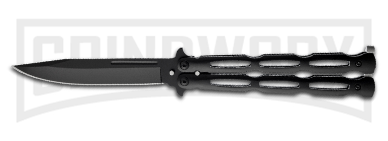 Beautiful Black Ransom butterfly knife. Affordable, budget balisong perfect for beginners.